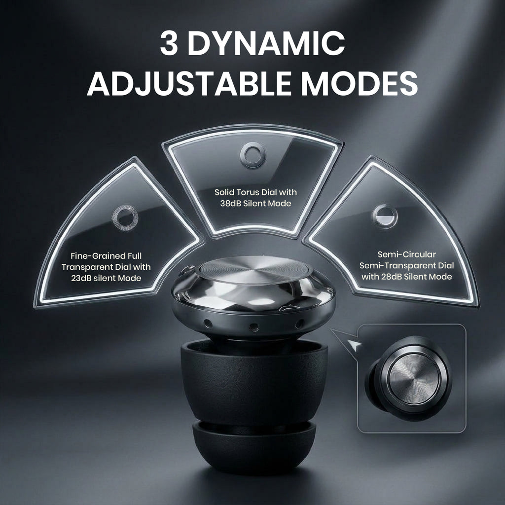 Product with three dynamic adjustable modes on a dark background